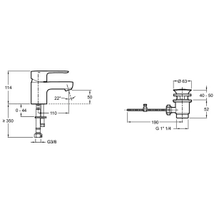 Смеситель Jacob Delafon July для раковины E16027-4-CP